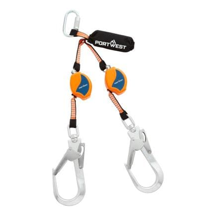 PORTWEST FP81BKO - Ligne de vie auto-rétractable 2,5 m 140 kg, noir/orange