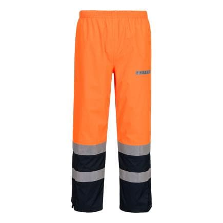 PORTWEST FR410ONRL - Pantalon de pluie Bizflame HV, Orange/Marine Blu