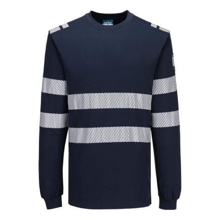 PORTWEST FR732NVRL - Tee shirt ML Modaflame PW3 HV, Marine Blu