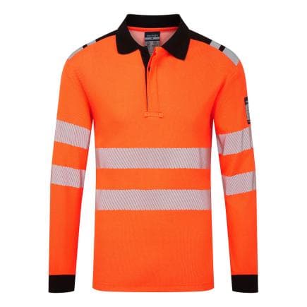 PORTWEST FR734OBRL - Polo ML PW3 HVO Modaflame FR, Orange/Noir