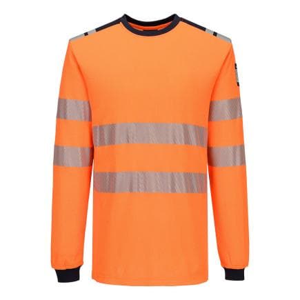 PORTWEST FR736ONRL - Tee-shirt manches longues Modaflame PW3 HV, Orange/Marine Blu