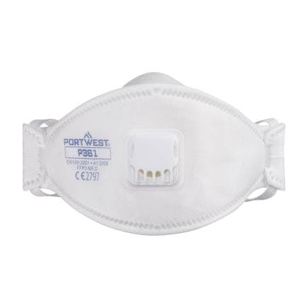PORTWEST P361WHR - Masque respiratoire FFP3 pliable avec valve – modèle Dolomite, Blanc (10 pcs.)