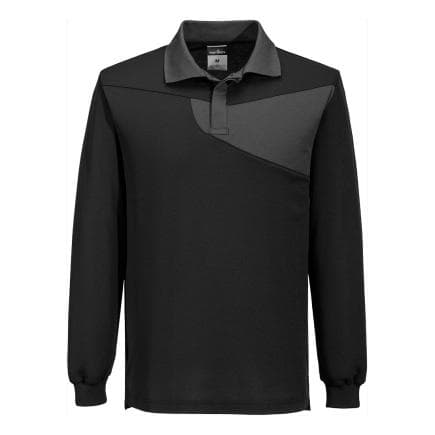 PORTWEST PW218BZRXL - Polo coton majoritaire manches longues PW2, Noir/ Zoom Gris