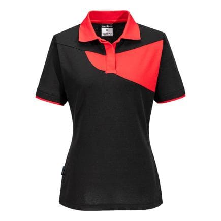 PORTWEST PW219BDRXL - Polo Femme PW2, Noir/Rouge