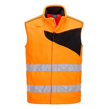 PORTWEST PW231OBRM - Gilet sans Manches Polaire Haute-Visibilité PW2, Orange/Noir