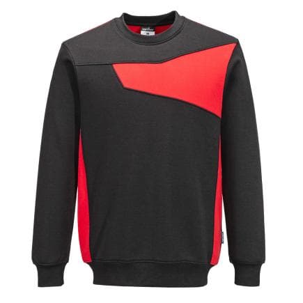 PORTWEST PW273BDRM - Sweat-shirt ras du cou PW2, Noir/Rouge