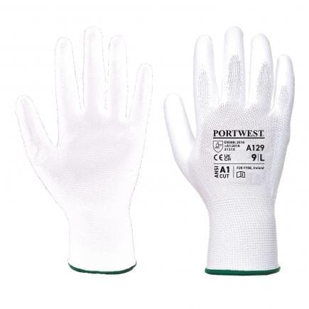 PORTWEST A129WHRXS - Gant enduit paume polyuréthane-carton (480 paires), blanc