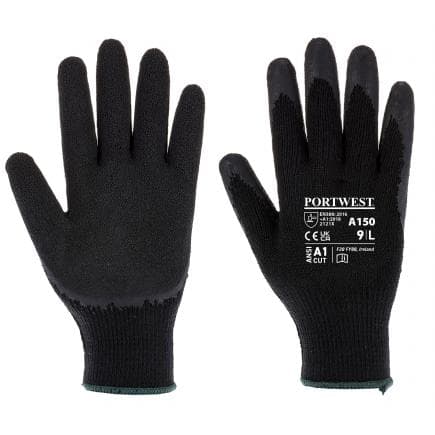 PORTWEST A150K8RXL - Gant tricoté enduit latex classique, noir (lot multiple)