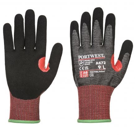 PORTWEST A672K8RXL - Gant anti-coupures nitrile AHR13, noir