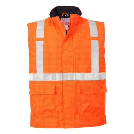 PORTWEST S776ORRL - Bodywarmer Hi-Vis Bizflame antistatique et FR, orange