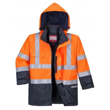 PORTWEST S779ONRM - Parka HV Bizflame rain multi-risques, orange/marine