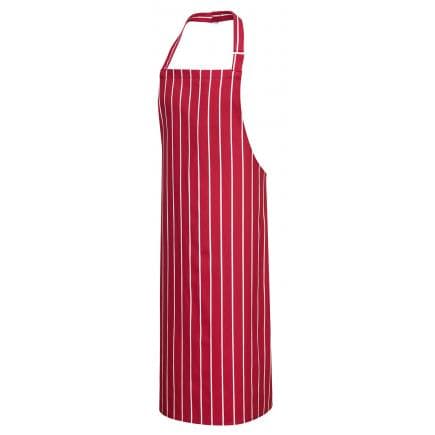 PORTWEST S839RWR - Tablier à bavette butcher, rouge/blanc