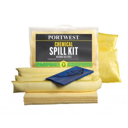 PORTWEST SM91YER - Kit absorbant 50 litres, produits chimiques, jaune