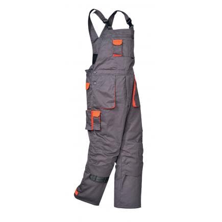 PORTWEST TX17GRRM - Cotte à bretelles Texo Contrasté matelassée, gris