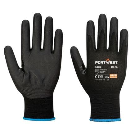 PORTWEST A355K8RXXL - Gant pour écran tactile en mousse nitrile NPR15 noir (Paquet de 12 paires)