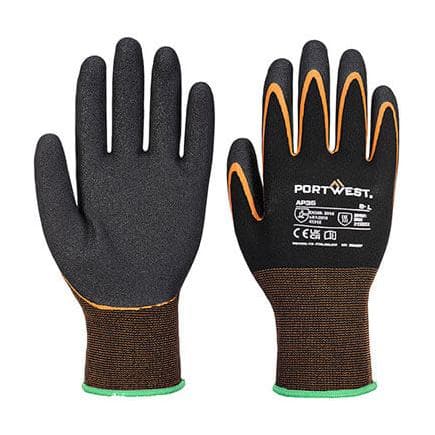 PORTWEST AP35K1RXL - Gant nitrile double enduction sur la paume Grip 15 noir/orange