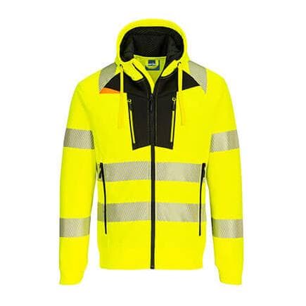PORTWEST DX477YBRL - DX4 - Sweat à capuche zippé haute-visibilité jaune/noir