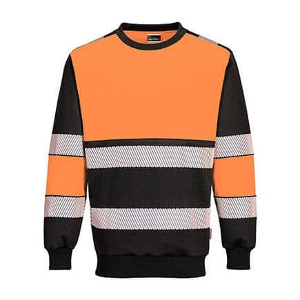 PORTWEST PW376OBRM - Sweat-shirt PW3 H-Vis Class 1 Orange/Noir