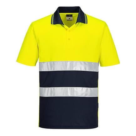 PORTWEST S175YNRXL - Polo contrasté léger haute visibilité M/C Jaune/Marine