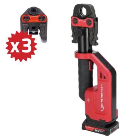 ROTHENBERGER 1000004274 - Presse à tubes à batterie ROMAX COMPACT III Set M15-22-28 (avec 1 batterie et chargeur)