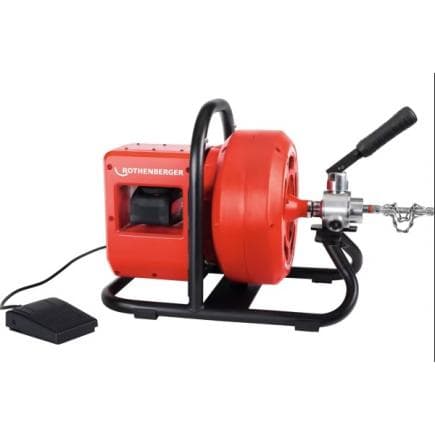 ROTHENBERGER 1000003414 - Nettoyage de canalisations Rodrum VarioClean avec batterie, chargeur UK et jeu d'outils et spirales