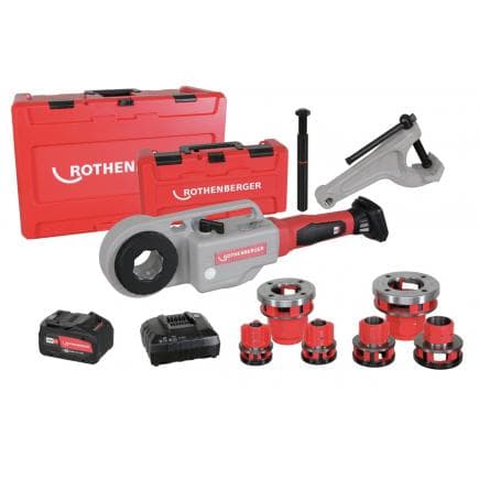 ROTHENBERGER 1000003430 - Supertronic 2000 E avec têtes filière BSPT R 1/2 "-2", adaptateur Rofix, batterie ROBP 18/4 Li-Power et chargeur
