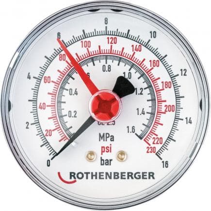 ROTHENBERGER 61316 - Manomètre RP50 avec joint d'étanchéité 0-16 bar
