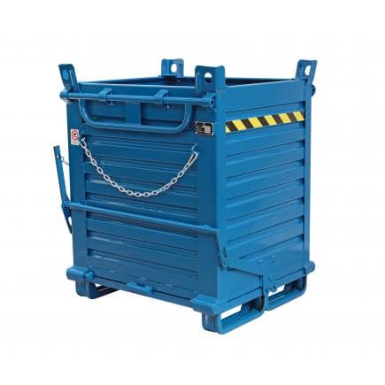 SALL - Benne acier à ouverture à fond rabattable avec 2 portes, bleu