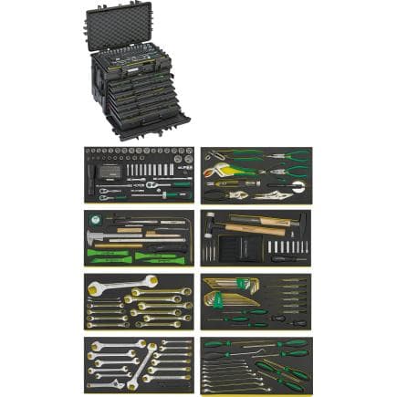 STAHLWILLE 98814915 - Kit AOG pour aéronautique dans chariot à outils n° 13217 avec empreintes TCS (163 pcs.)