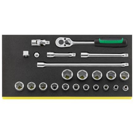 STAHLWILLE 96830218 - Jeu de cliquets 3/8" avec douilles et accessoires en insert TCS (23 pcs.)