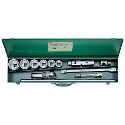 STAHLWILLE 96060101 - Jeu de douilles polygonales à carré 1'' (36–60 mm) en robuste coffret acier (12 pcs)