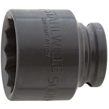 STAHLWILLE 23011032 - Clés à douille IMPACT avec carré d'entraînement 1/2'' pour visseuses, Chrome Alloy Steel, acier bruni