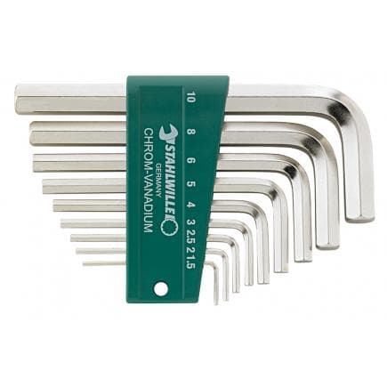 STAHLWILLE 96435505 - Assortiment de clés à barre hexagonale coudées avec support pour vis six pans creux, nickelées