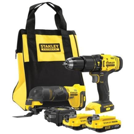 STANLEY SFMCK213D2S-QW - Jeu de perceuse-visseuse sans fil, outil multifonction oscillant, 2 batteries LI-Ion 2 Ah, chargeur et sacoche