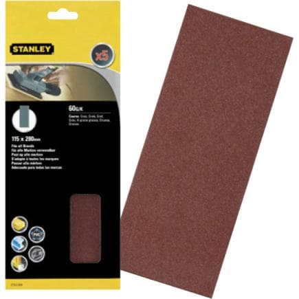 STANLEY STA31006-XJ - Feuilles abrasives 115x280mm non perforées (multipack)