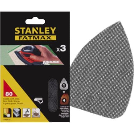 STANLEY STA39122-XJ - Feuilles abrasives en maille pour souris Velcro (multi-pack)