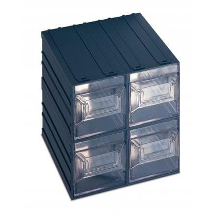 TERRY 1000022 - Élément à tiroirs pour petites pièces avec porte-étiquette 4 tiroirs carrés 20,8x22,2x20,8