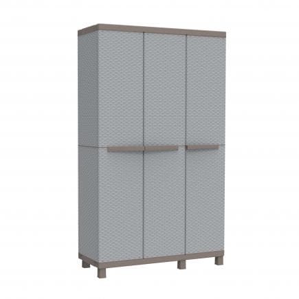 TERRY 1002812 - Armoire en rotin 3 portes 3 étagères 102x39x170 cm