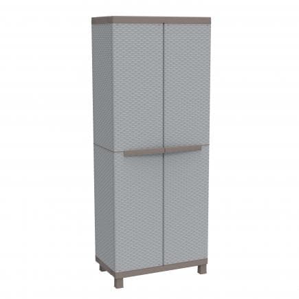 TERRY 1002814 - Armoire en rotin 2 portes 3 étagères 68x39x170 cm