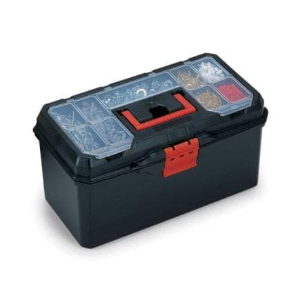 TERRY 1001161 - Caisse à outils avec plateau et organisateur sur le couvercle - Noir/Rouge