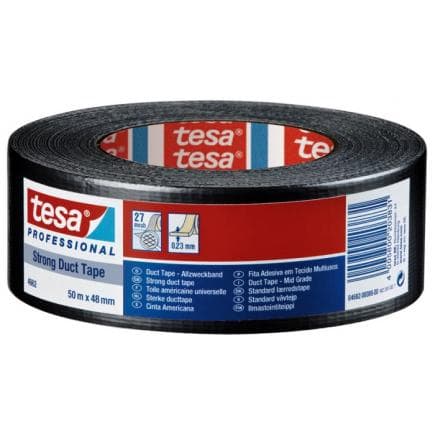 TESA - Nastro telato extra forte in tessuto plastificato nero 50 mt x 48 mm