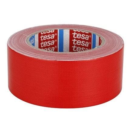 TESA - Ruban toilé standard recouvert de polyéthylène rouge 25 m x 50 mm