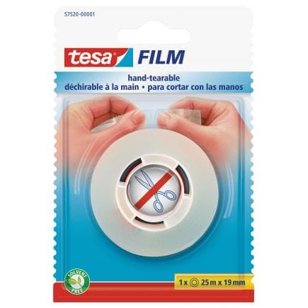 TESA - Ruban adhésif transparent à couper à la main 25 m x 19 mm