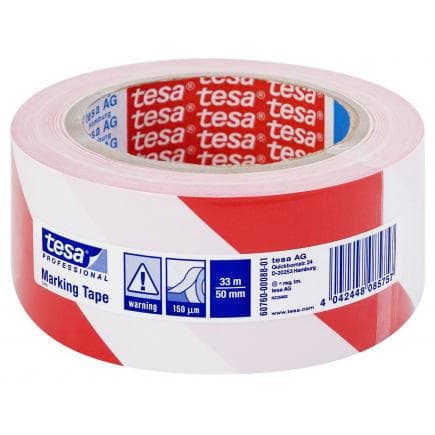 TESA - Ruban adhésif de signalisation de surfaces en PVC blanc/rouge
