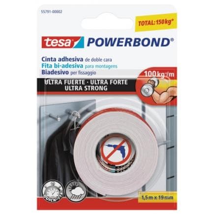 TESA - Ruban adhésif double face haute résistance jusqu'à 10 kg/cm 1,5 m x 19 mm