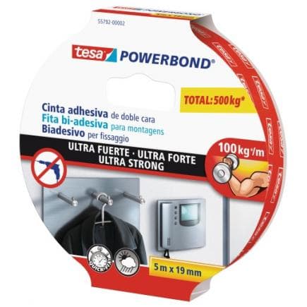 TESA - Ruban adhésif double face haute résistance jusqu'à 10 kg/cm 5 m x 19 mm