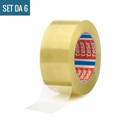 TESA - Lot de 6 Rubans adhésifs pour emballage à déroulement bruyant transparent 66 m x 50 mm