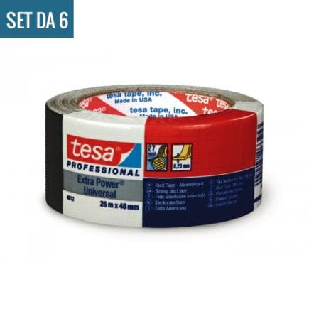 TESA - Extra Power® Universal Nastro Americano multiuso in tessuto plastificato nero 25 mt x 48 mm. Colore Nero.