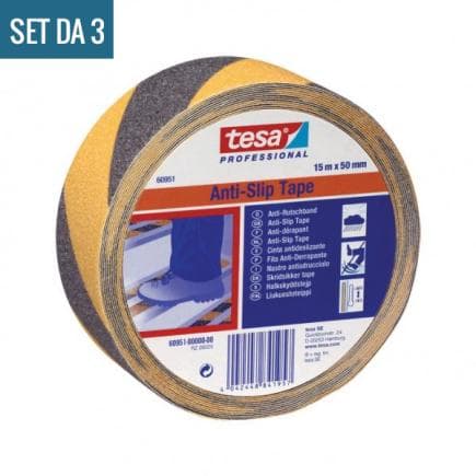TESA - Lot de 3 Rubans adhésifs antidérapants pour surfaces critiques jaune/noir