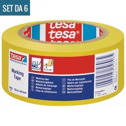 TESA - Lot de 6 Rubans adhésifs de signalisation de surfaces en PVC jaune